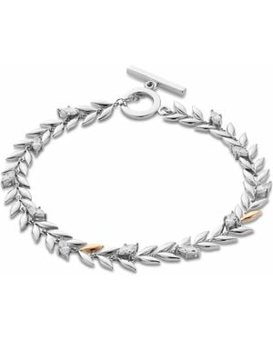 Clogau Royal Sterling Leaf T-Bar Bracelet With Swarovski Zirconia - Metallic