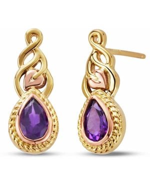 Clogau Royal 9Ct Solid Delphinium Earrings With Amethysts - Metallic