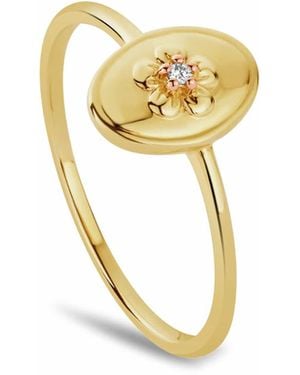 Clogau Nature's Wonder 9Ct Solid Forget-Me-Not Ring With Diamond - Metallic