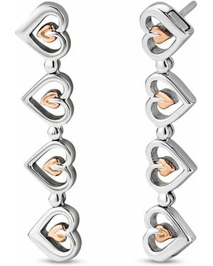 Clogau Tree Of Life Sterling Heart Drop-Stud Earrings - Metallic