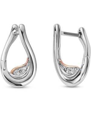 Clogau Past Present Future Sterling Twist Hoop Earrings With Topaz - Metallic
