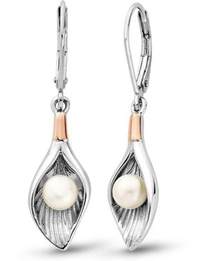 Clogau Nature's Wonder Sterling Oyster Shell Drop Earrings With Pearls - White