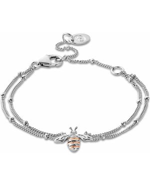 Clogau Nature's Wonder Sterling Honey Bee Double-Chain Bracelet - Metallic