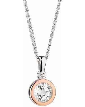 Clogau Celebration Sterling Single Stone Pendant With Topaz - Metallic