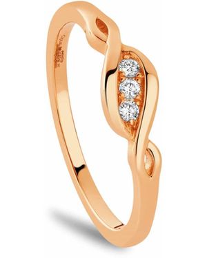 Clogau Past Present Future 18Ct Solid 1854 Blend Ring With Diamonds - Metallic