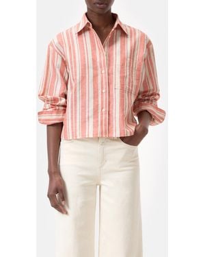 Closed Damen Bluse Aus Baumwoll-Leinen-Mix, (Größe) - Pink