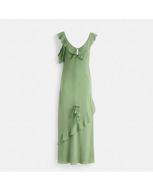 COACH Restored V-neck Bias Dress - Green