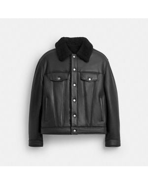 COACH Shearling Trucker Jacket - Black