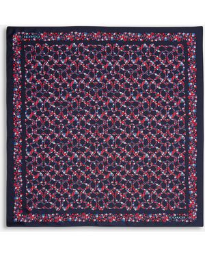 COACH Signature Posey Cluster Print Silk Square Scarf - Purple