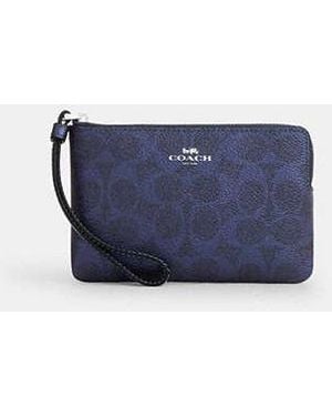 COACH Corner Zip Wristlet - Blue