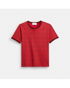 COACH Signature Ringer T-Shirt - Red