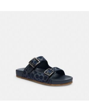 COACH Buckle Strap Sandal In Signature Denim - Blue