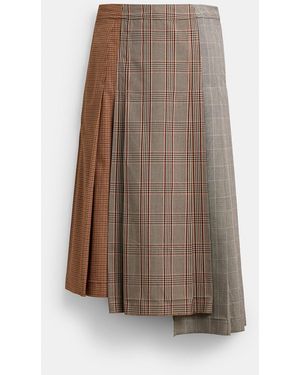 COACH Pleated Heritage Skirt - Brown