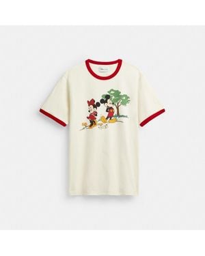 COACH Disney X Mickey Mouse And Minnie Mouse T Shirt - White