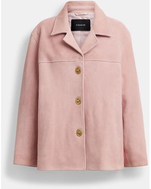 COACH Suede Turnlock Jacket - Pink