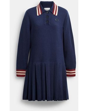 COACH Sporty Heritage Pleat Dress - Blue