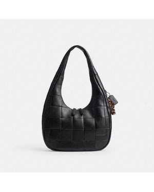 COACH Alter/ego Crescent Shoulder Bag In Checkerboard Upcrafted Leather - Black
