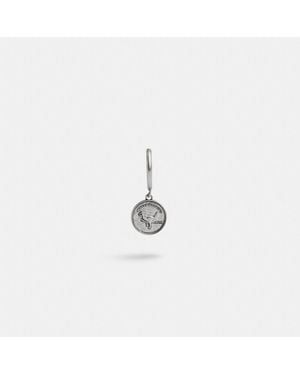 COACH Sterling Silver Coin Single Huggie Earring - White