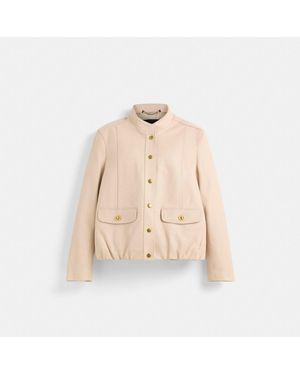 COACH Restored Lightweight Leather Jacket - Natural