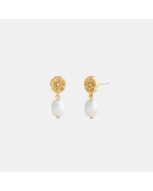 COACH Tea Rose Pearl Drop Earrings - Metallic