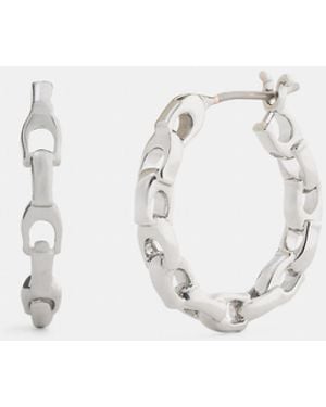 COACH Linked C Small Hoop Earrings - White