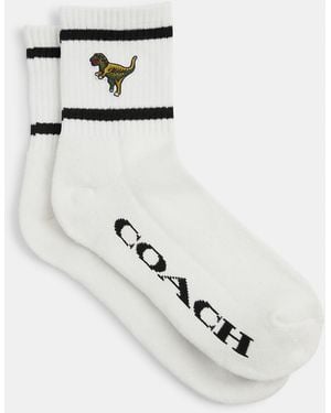COACH Rexy Quarter Crew Socks - White