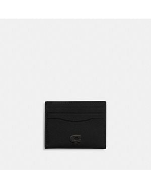 COACH Flat Card Case In Crossgrain Leather - Black
