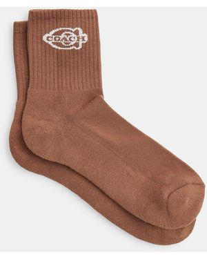 COACH Soho Quarter Crew Socks - Brown