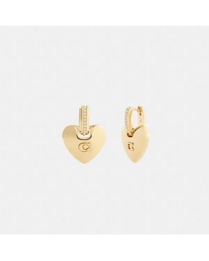 COACH Signature Heart Statement Drop Earrings - Metallic