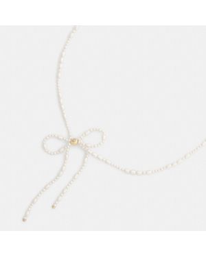 COACH Pearl Bow Choker Necklace - White