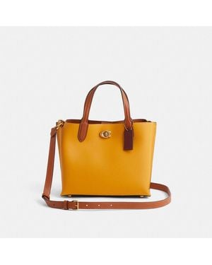COACH Restored Willow Tote 24 In Colorblock - Yellow