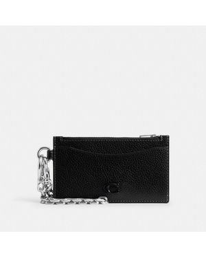 COACH Zip Card Case With Chain - Black