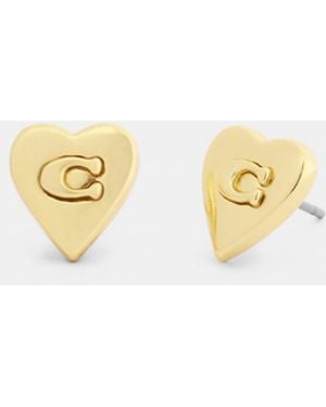 COACH Signature Heart Stud Earrings - Metallic