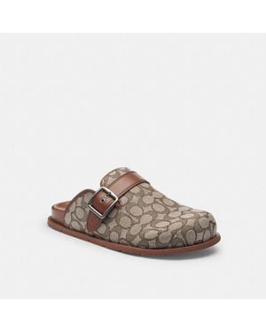COACH Buckle Clog In Signature Jacquard - Brown