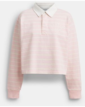COACH Horse And Carriage Striped Rugby Polo In Organic Cotton - Pink
