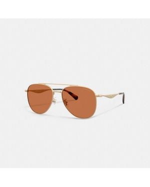 COACH C Hardware Metal Pilot Sunglasses - Brown