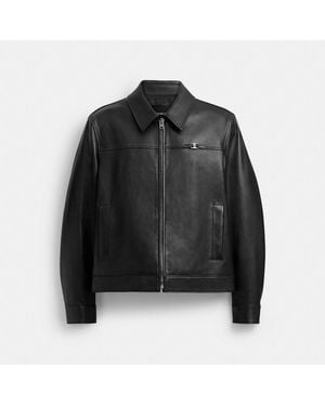 COACH Heritage C Lightweight Leather Jacket - Black