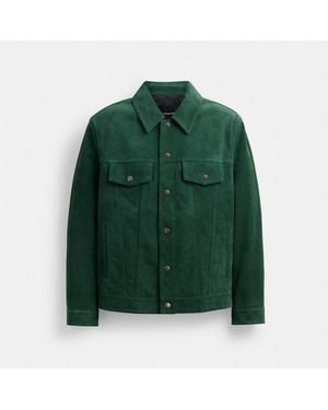 COACH Suede Leather Jacket - Green