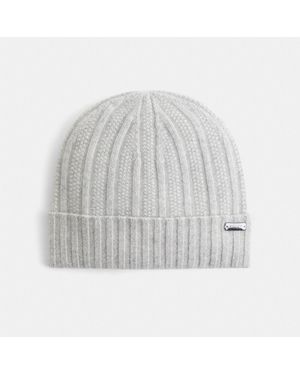 COACH Restored Cashmere Seed Stitch Knit Hat - Gray