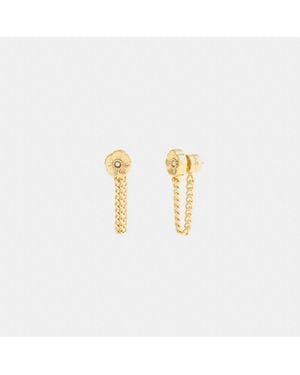 COACH Tea Rose Chain Earrings - Metallic