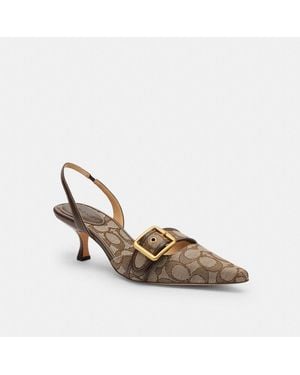 COACH Margot Slingback In Signature Jacquard - Metallic