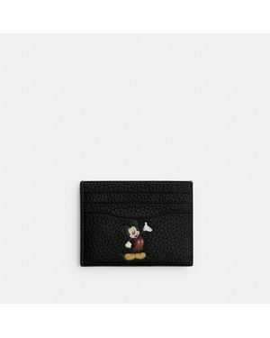 COACH Disney X Card Case In Regenerative Leather With Motif - Black