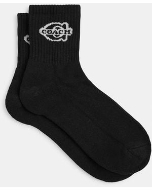 COACH Soho Quarter Crew Socks - Black