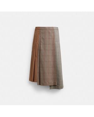 COACH Pleated Heritage Skirt - Brown