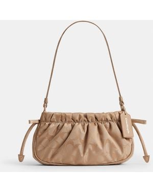 Coachtopia Loop Ruched Small Shoulder Bag - Natural