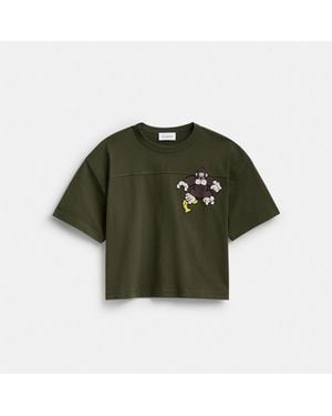 COACH Brain Dead Football Cropped T-Shirt - Green