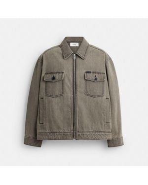 COACH Zip Denim Jacket - Gray