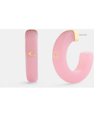 COACH Signature Resin Hoop Earrings - Pink