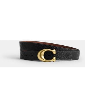 COACH Sculpted C Buckle Reversible Belt, 25 Mm - Black