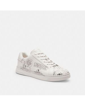 COACH X Peanuts High Line Sneaker With Newspaper Print - White